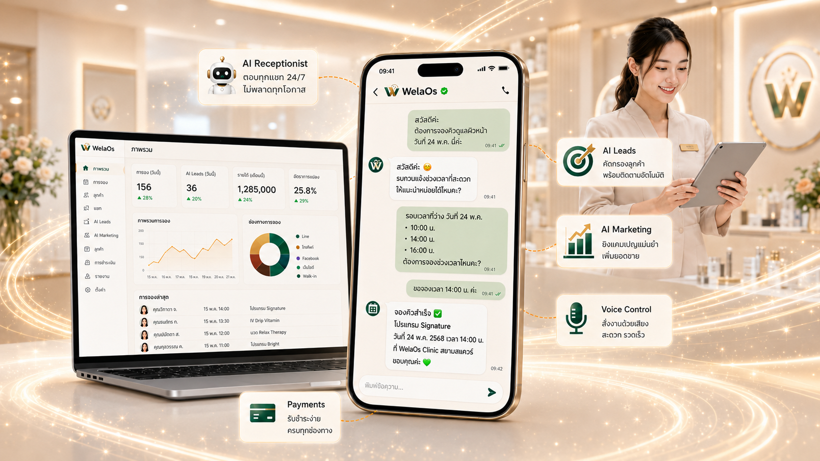 WelaOS AI front desk and operating system preview in Thai