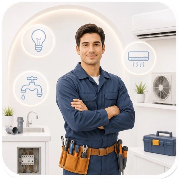 Handyman providing electrical, plumbing and air-conditioning services